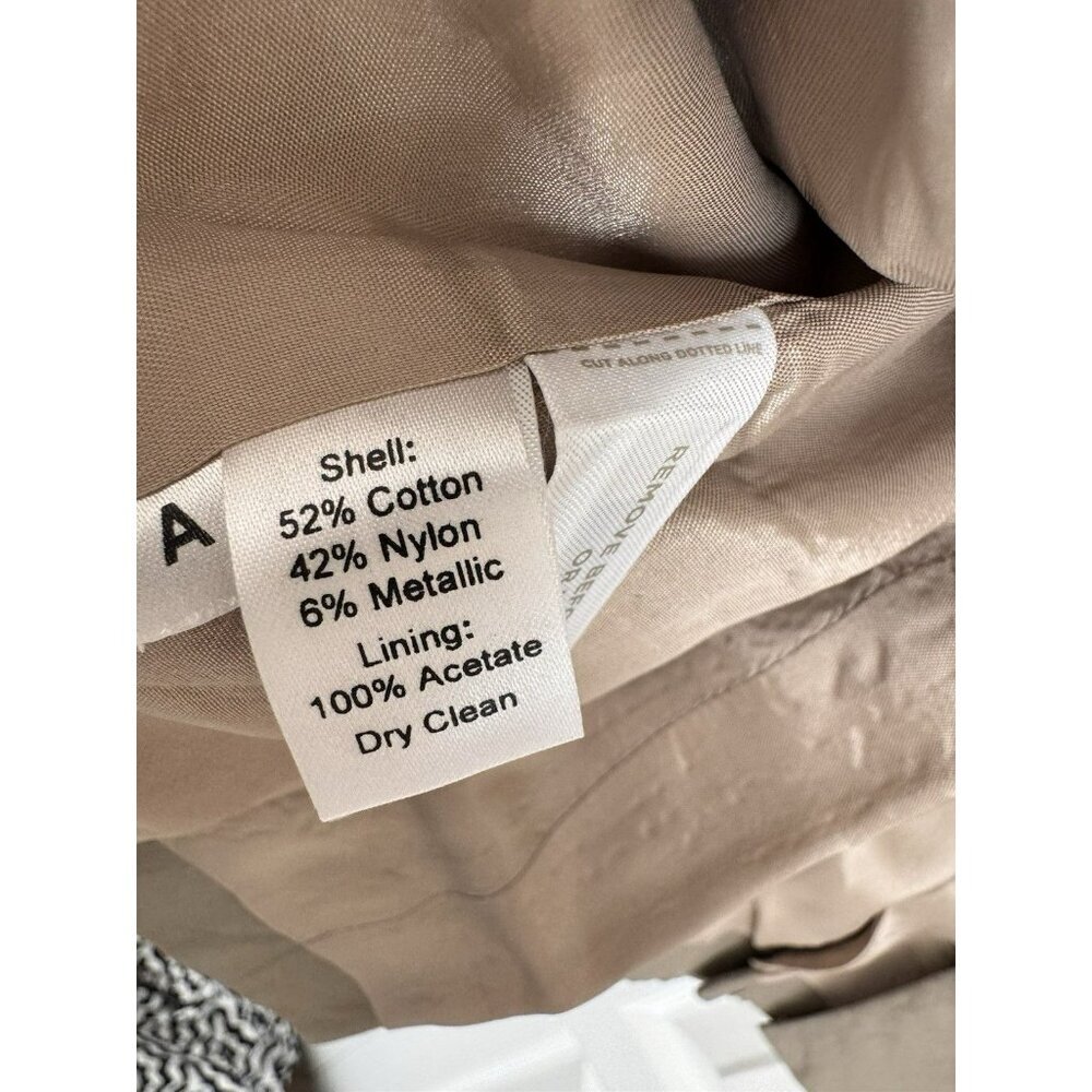 LOFT Taupe Ruffle Collar Trench Coat Lightweight Chic Jacket Womens L - Picture 7 of 7